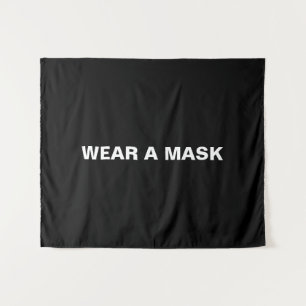 Draag een masker, zwart wit minimalistisch muurtek wandkleed