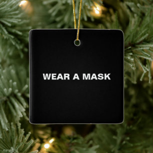 Draag een masker, zwarte witte minimalist keramisch ornament
