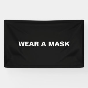 Draag een masker, zwarte witte minimalist spandoek