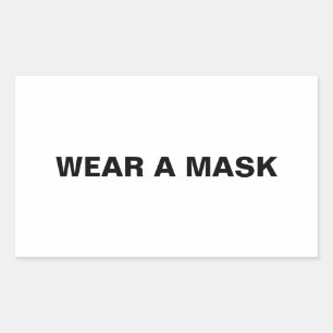 Draag een masker zwarte witte minimalistisch van d rechthoekige sticker