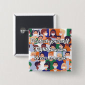 Draag een maskerheldere stijl vierkante button 5,1 cm (Voorkant /achterkant)