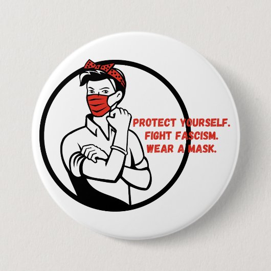 Draag een maskerriveter stijl ronde button 7,6 cm (Voorkant)