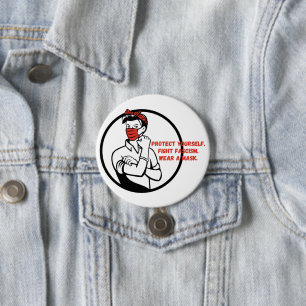Draag een maskerriveter stijl ronde button 7,6 cm