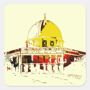 Draag een stukje Jeruzalem: Rotskoepel Vierkante Sticker