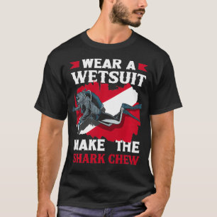 Draag een wetsuit maak de kauwduiker duiken t-shirt