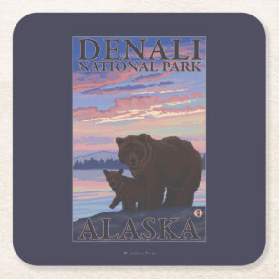 Draag en werp - Denali Nationaal Park, Alaska Vierkante Kartonnen Onderzetter