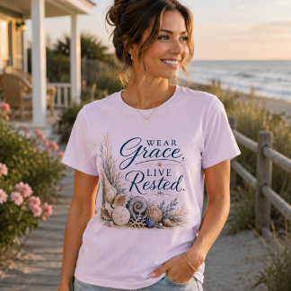 Draag Genade, Leef Uitgerust – Kust Inspiratie T-shirt