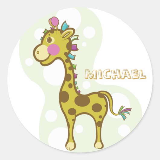 Draag het Karakter van de Giraffe Ronde Sticker (Voorkant)