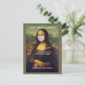 DRAAG NET EEN MASKMONA LISA BRIEFKAART (Staand voorkant)
