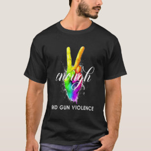 Draag Oranje Vredesteken Genoeg Einde Pistool Gewe T-shirt