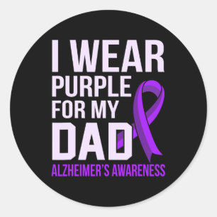Draag Paars voor Pap Alzheimer Awareness Ribbon G Ronde Sticker