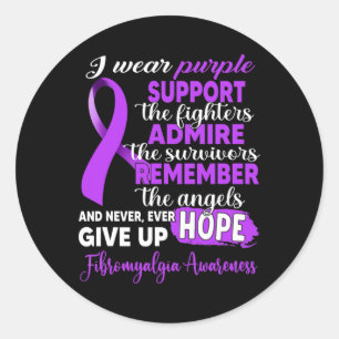 Draag Paarse Steun de Strijders Fibromyalgia Awar Ronde Sticker
