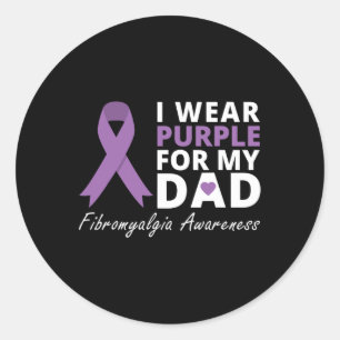 Draag Paarse voor mijn vader fibromyalgie bewustzi Ronde Sticker