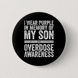 Draag Paarse voor mijn zoon drug overdosis Ronde Button 5,7 Cm