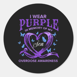 Draag Paarse voor mijn zoontje Overdosis Awareness Ronde Sticker