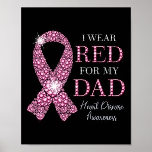 Draag rood voor mijn vader Red Ribbon Heart Diseas Poster