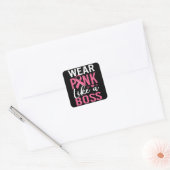 Draag roze als een borstkankermeisje vierkante sticker (Envelop)