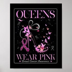 Draag Roze Borstkanker Bewustzijn Bling Roze Ribbo Poster