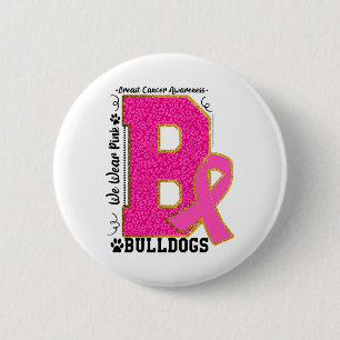Draag Roze Bulldogs Borstkanker Bewustzijn Bulldog Ronde Button 5,7 Cm