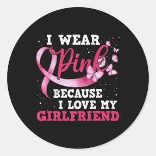 Draag Roze I houdt van mijn Vriendin Borstkanker Ronde Sticker