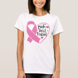 Draag Roze lint voor Friend Breast Cancer Warrior T-shirt