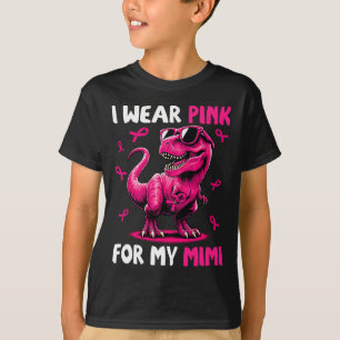 Draag roze voor mijn Mimi T-rex dinosaurus borstka T-shirt