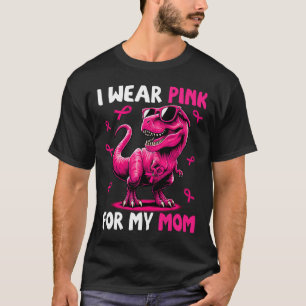 Draag roze voor mijn moeder T-rex dinosaurus borst T-shirt