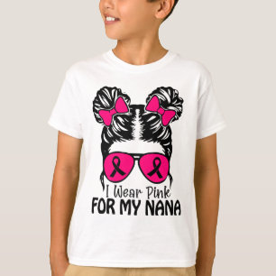 Draag roze voor mijn Nana Messy Bun Girls Peuter R T-shirt