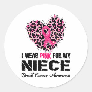 Draag roze voor mijn nichtje Borstkanker Awareness Ronde Sticker