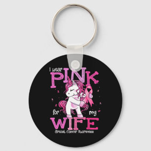 Draag roze voor mijn vrouw Shirt borstkanker Aware Sleutelhanger
