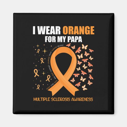 Draag Sinaasappel voor mijn Papa Multiple Sclerosi Magneet (Voorkant)
