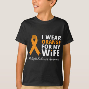 Draag Sinaasappel voor mijn vrouw MS Awareness Rib T-shirt