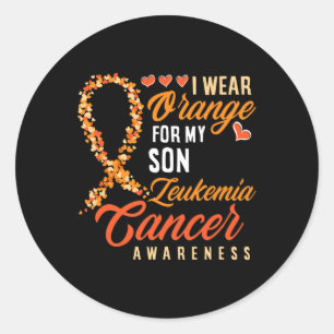 Draag Sinaasappel voor mijn zoon leukemie kankerbe Ronde Sticker