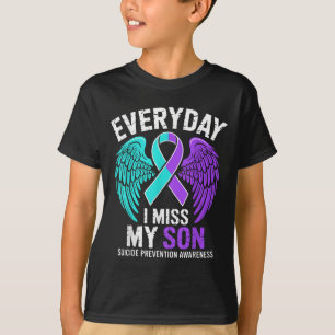 Draag Teal & Paars Ik Mis Mijn Zoon Zelfmoordpreve T-shirt
