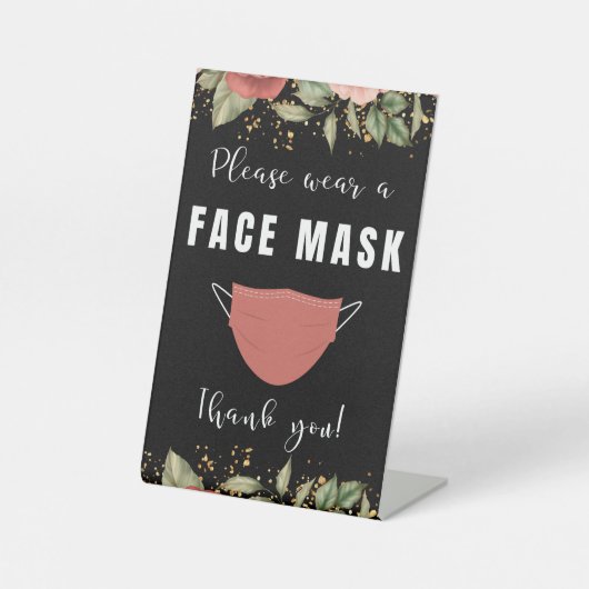 Draag u alstublieft een gezichtsmasker Business Fl Reclamebord Met Voetstuk (Voorkant)