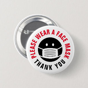 Draag u een afdekking voor een gezichtsmasker vere ronde button 5,7 cm