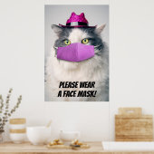 Draag u een Face Mask Cute Cat Poster (Keuken)