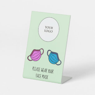 Draag u uw gezichtsmasker met zakelijke Logo Reclamebord Met Voetstuk