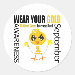 Draag uw Gold Childhood Cancer Awareness Maand Ronde Sticker