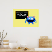 Draag uw masker (Chalkboard Monster) Poster (Keuken)