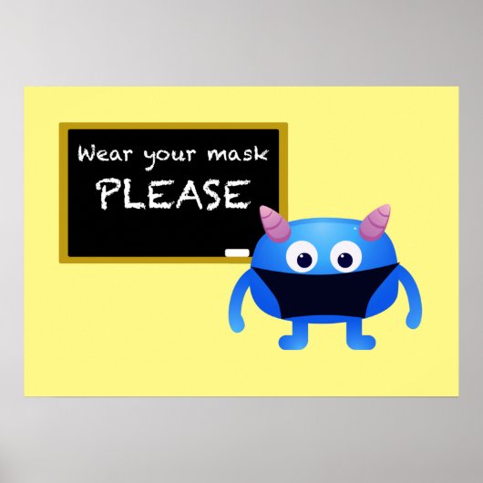 Draag uw masker (Chalkboard Monster) Poster (Voorkant)