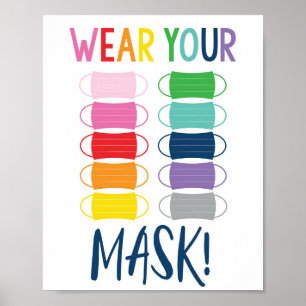 Draag uw masker - Rainbow Classroom/School Poster