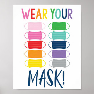 Draag uw masker - Rainbow Classroom/School Poster