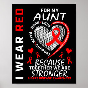 Draag voor mijn tante hartziekte bewustzijn ribbo poster
