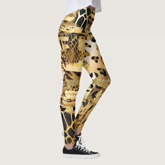 Draagbaar goudglitterpatroon leggings (Rechts)