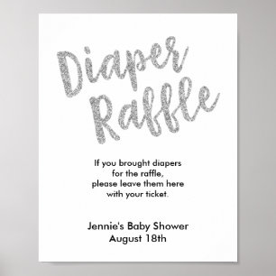 Draagbaar Raffle Silver Glitter Baby shower Displa Poster