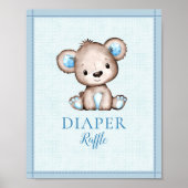 Draagbaar Raffle Table Cute Brown Beer Baby shower Poster (Voorkant)