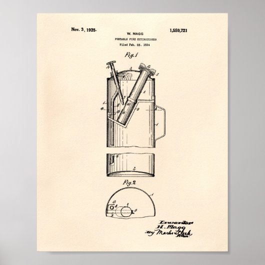 Draagbare brandblusser 1925 - oude pooier poster (Voorkant)
