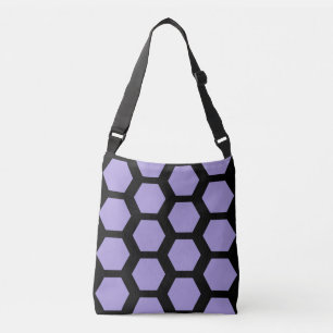 Draagbare paarse zwarte honingraat crossbody tas