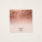 Draagscherm met blush roos gold folie vierkante visitekaartjes (Achterkant)